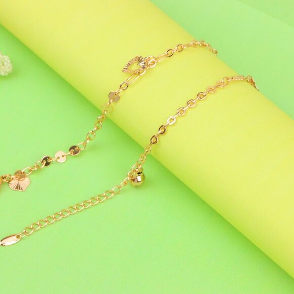 "Rose Gold Anklet with Heart & Peace Charms, XPAL1177 - Picture 5 of 12